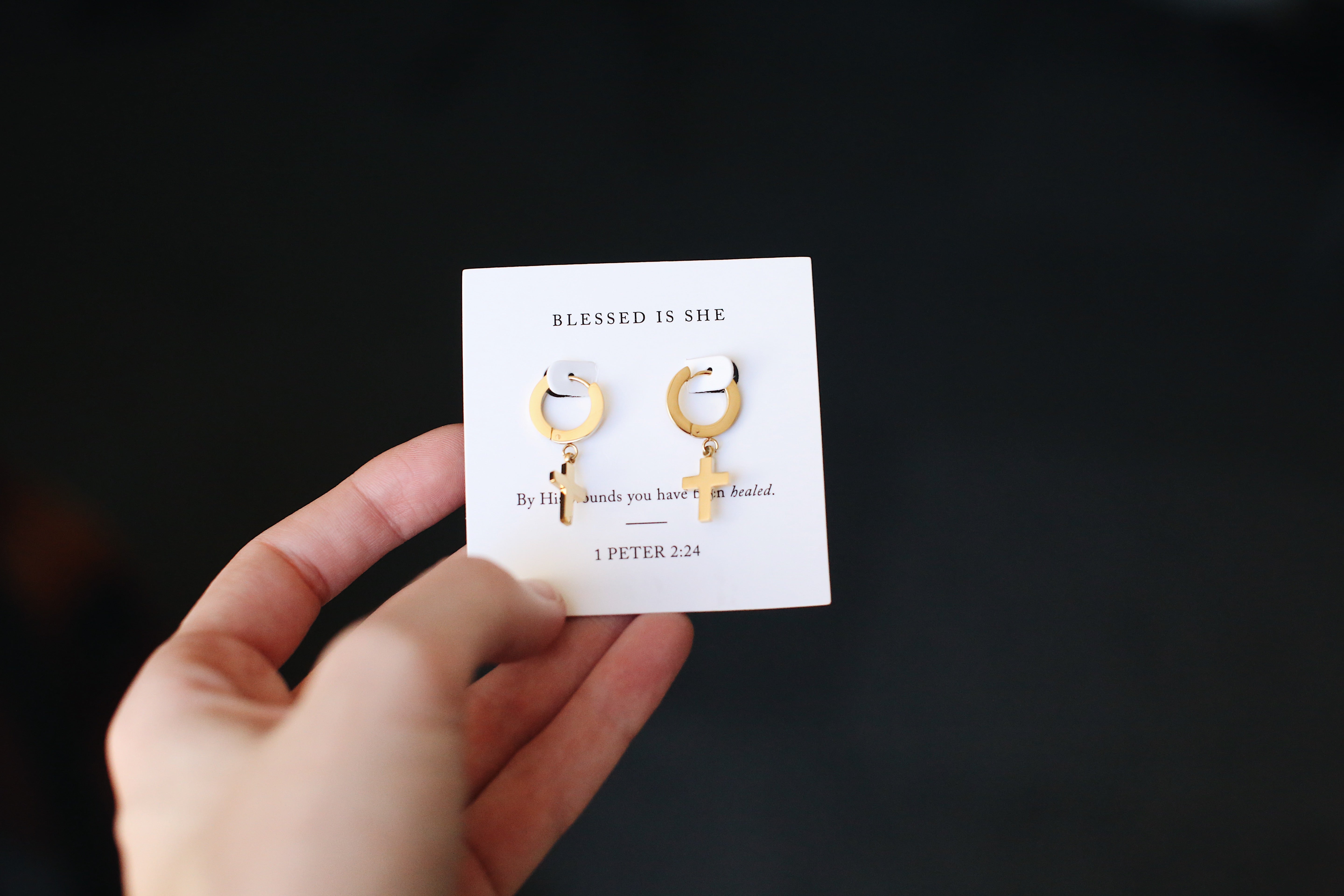 Cross Hoop Dangle Earrings | Christian Cross Hoop Earrings