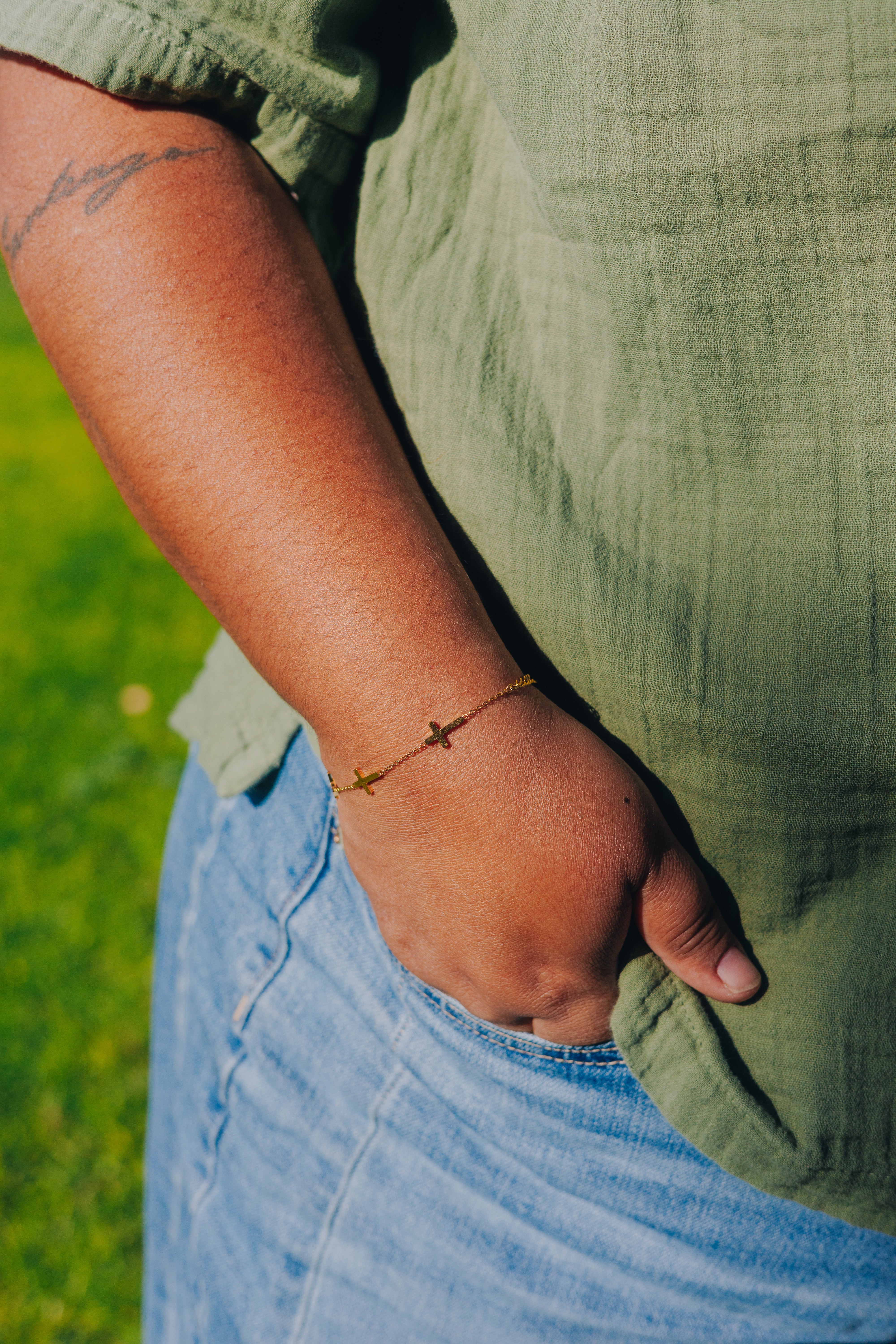 Gold Cross Bracelet for Women