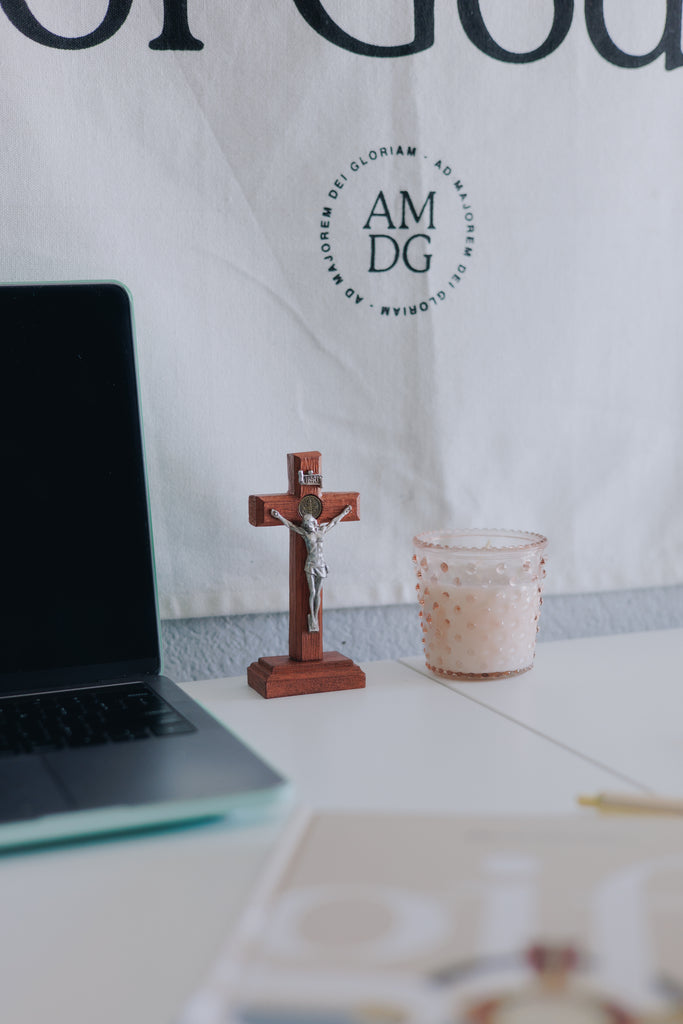 wood crucifix for desk