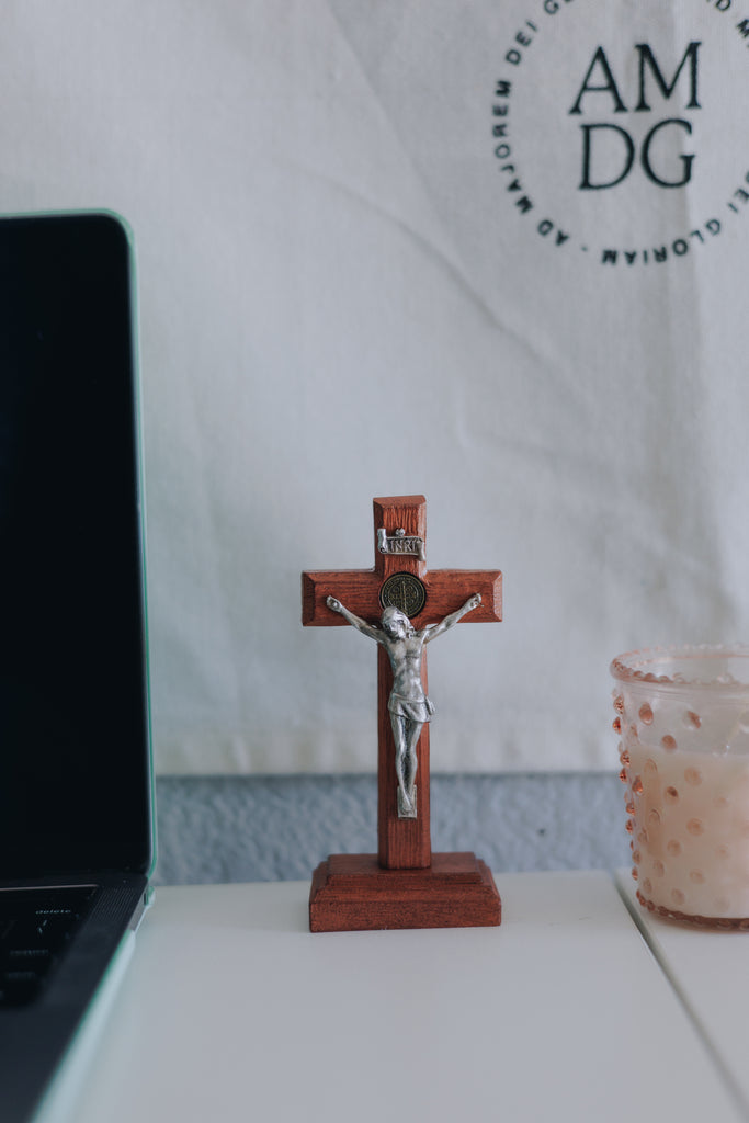 desk crucifix benedictine