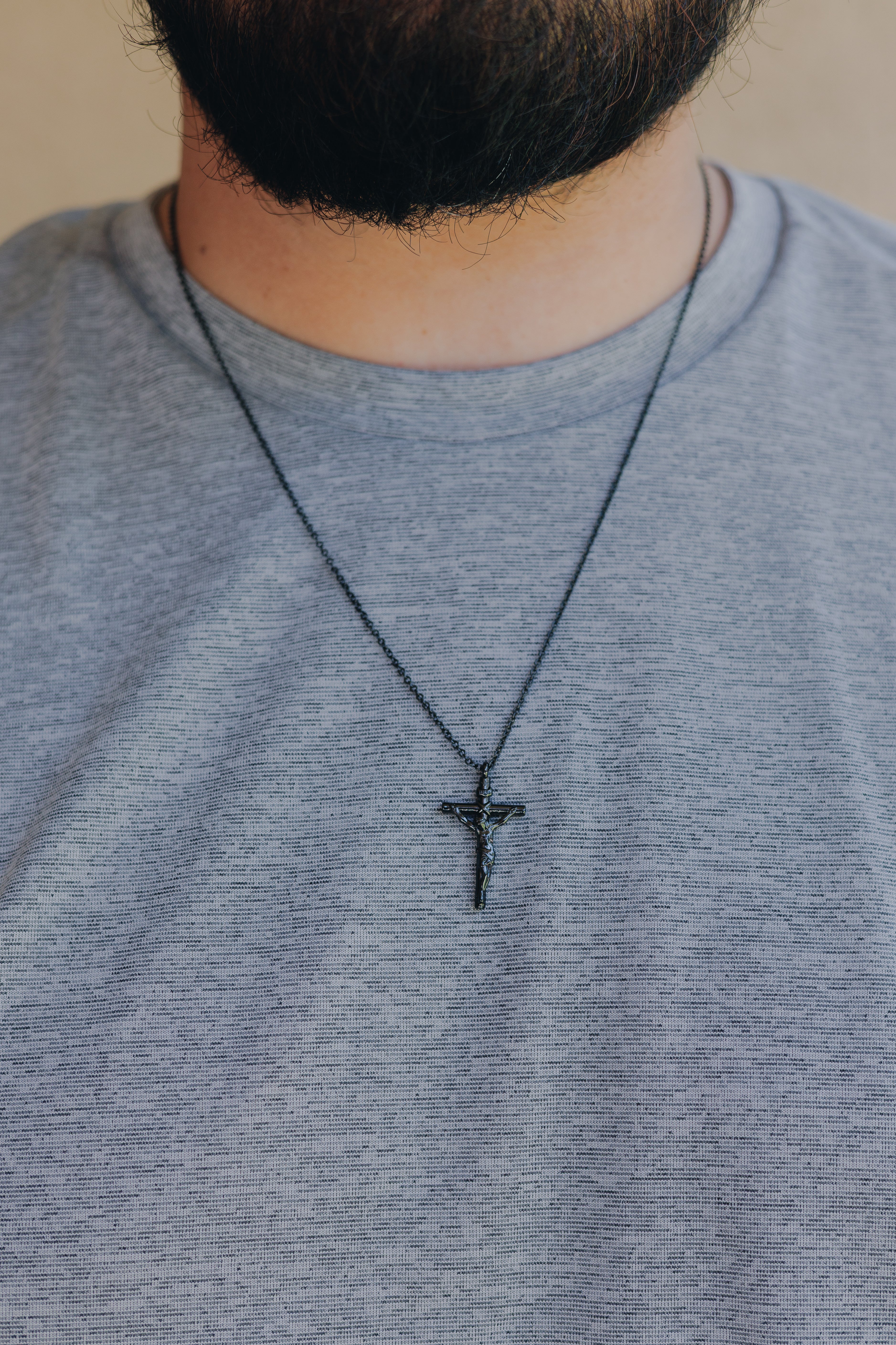 men's black crucifix necklace