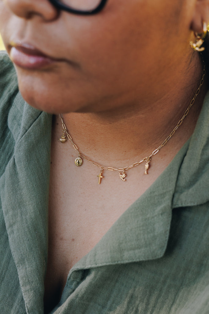 necklace with catholic charms