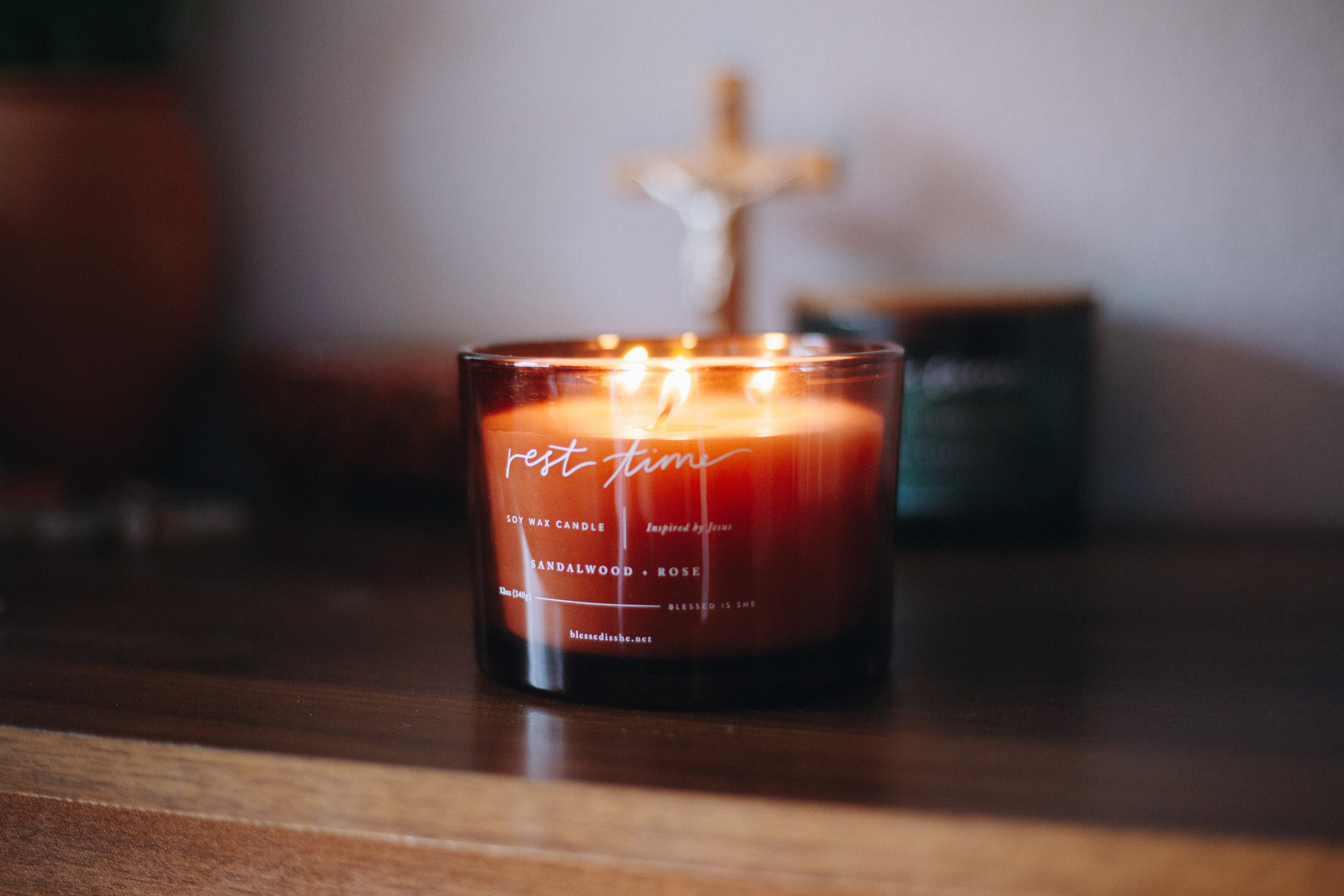 Rest Time Candle Inspired by Jesus 3 Wick Candle