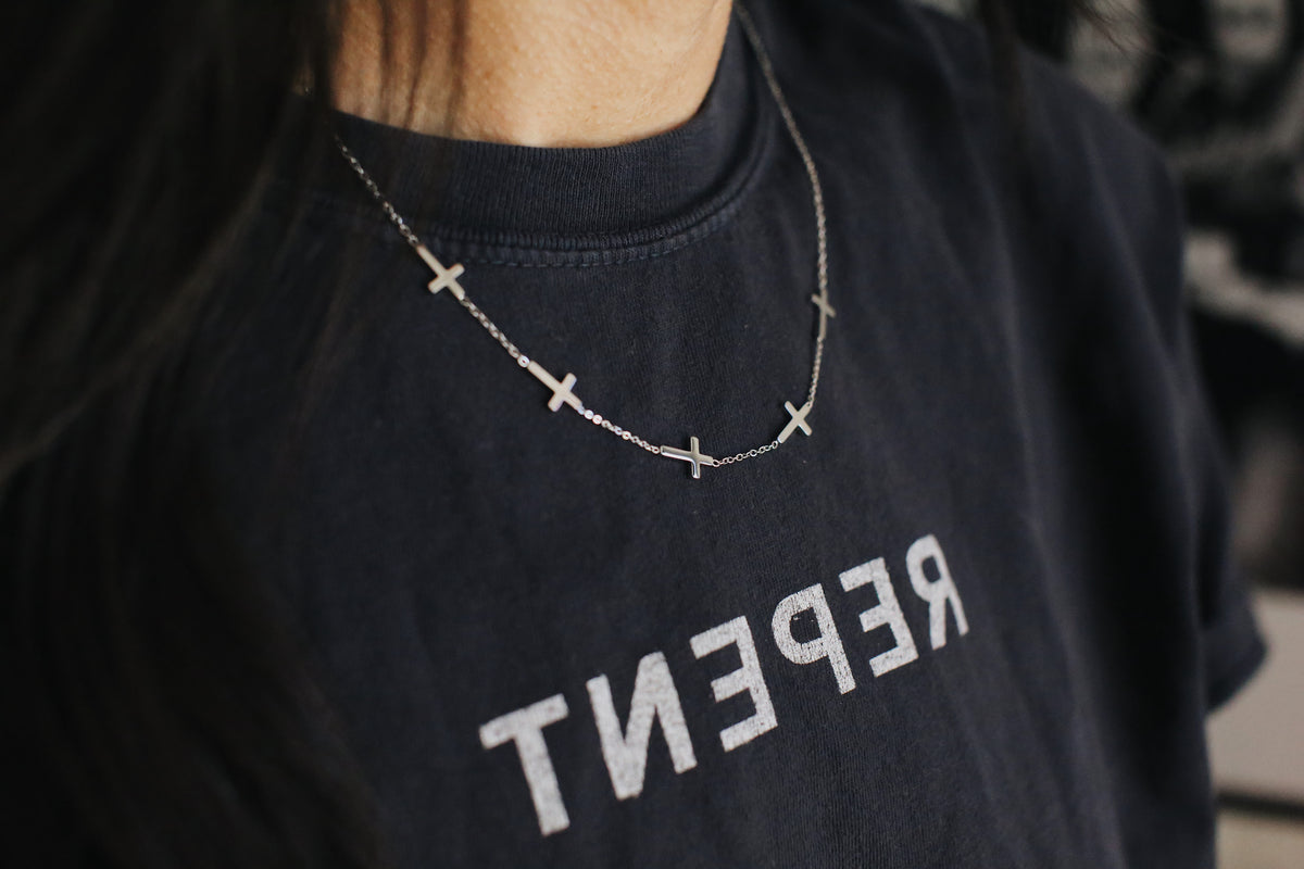 Five Cross Necklace | Luke 9:23 Christian Necklace