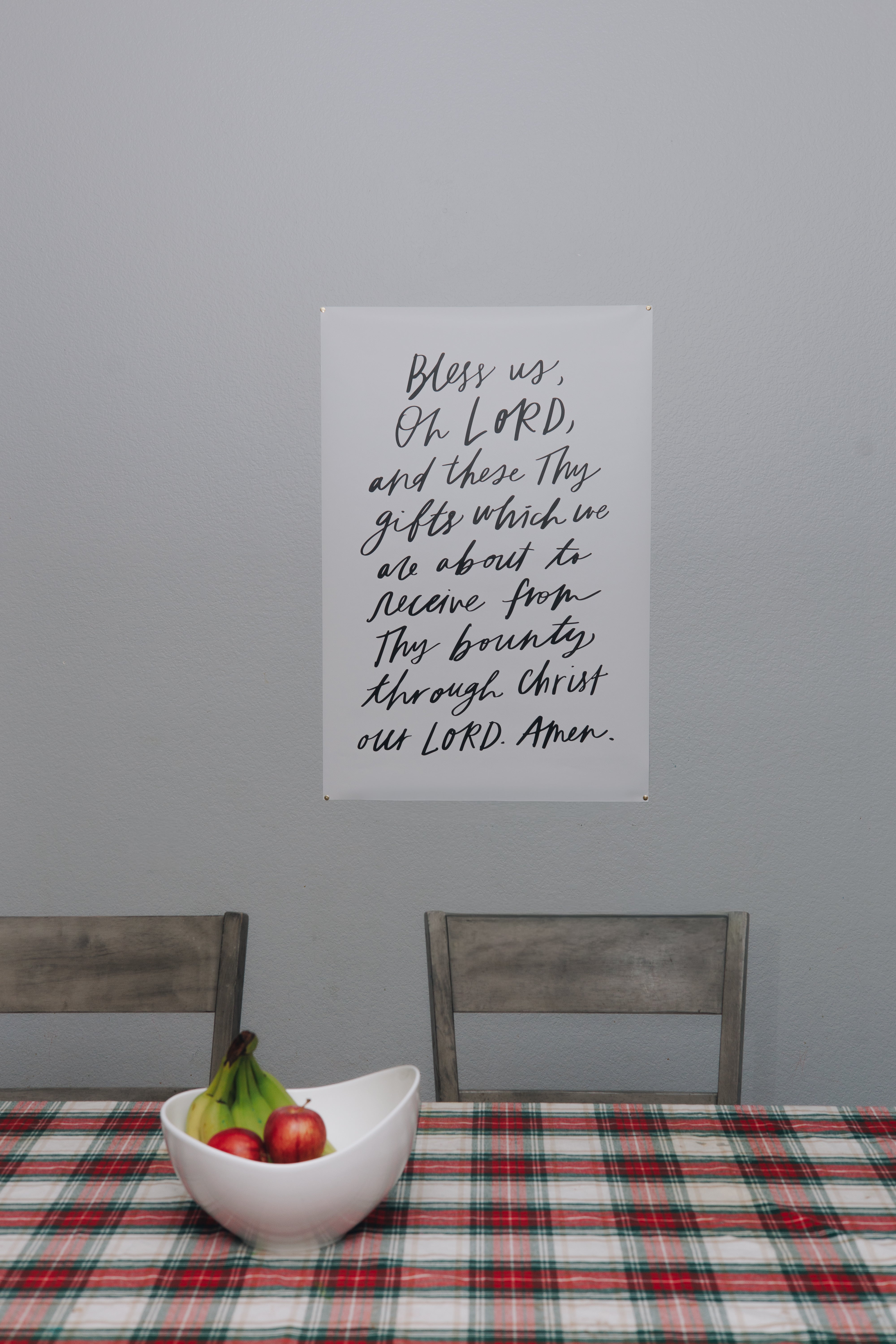 Grace Before Meals Catholic Prayer Poster – Elegant 24x36 Wall Art