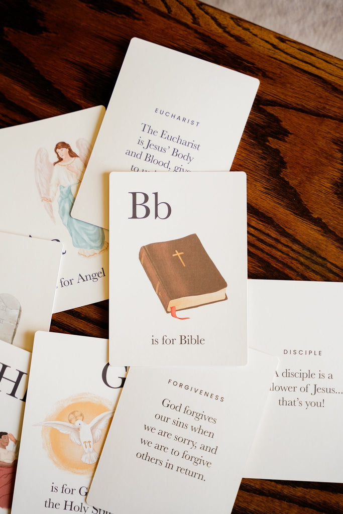 Catholic ABC Cards for Kids - Blessed Is She Cards