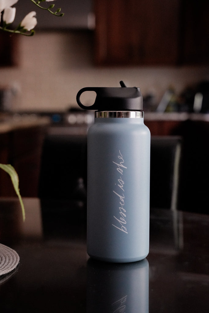 Light Blue BIS Water Bottle (32 oz) - Blessed Is She Accessories