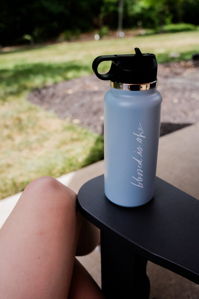 Light Blue BIS Water Bottle (32 oz) - Blessed Is She Accessories