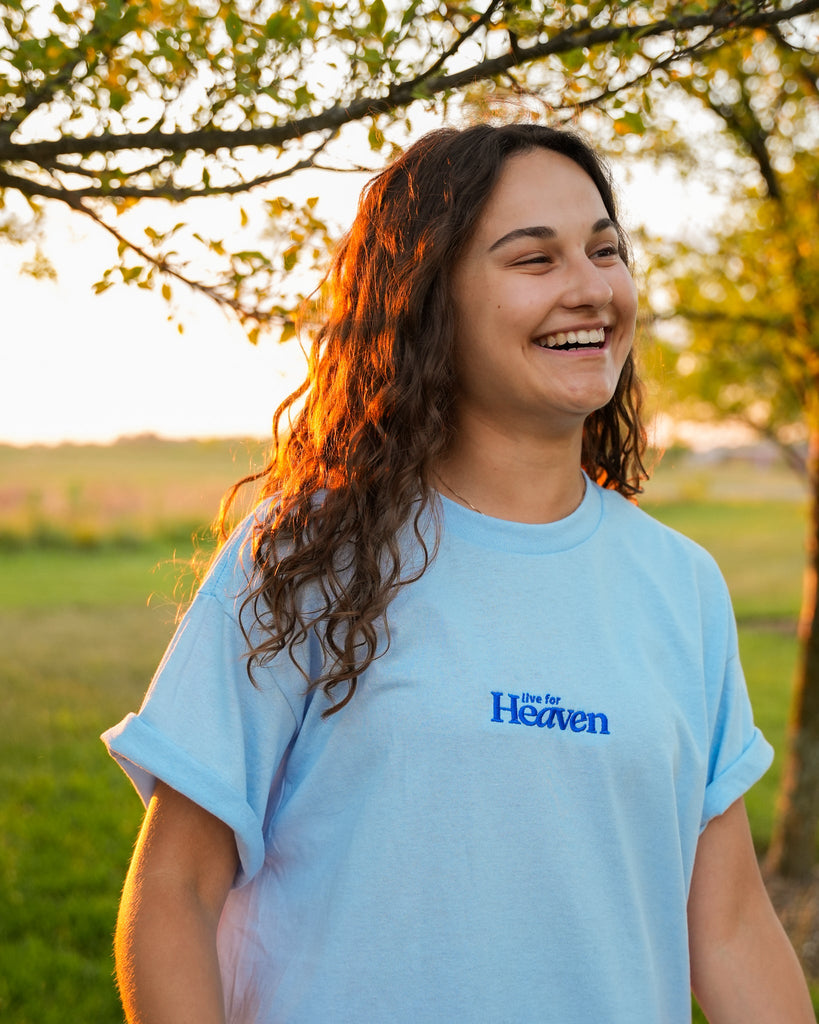 Live For Heaven Embroidered Tee - Blessed Is She Apparel