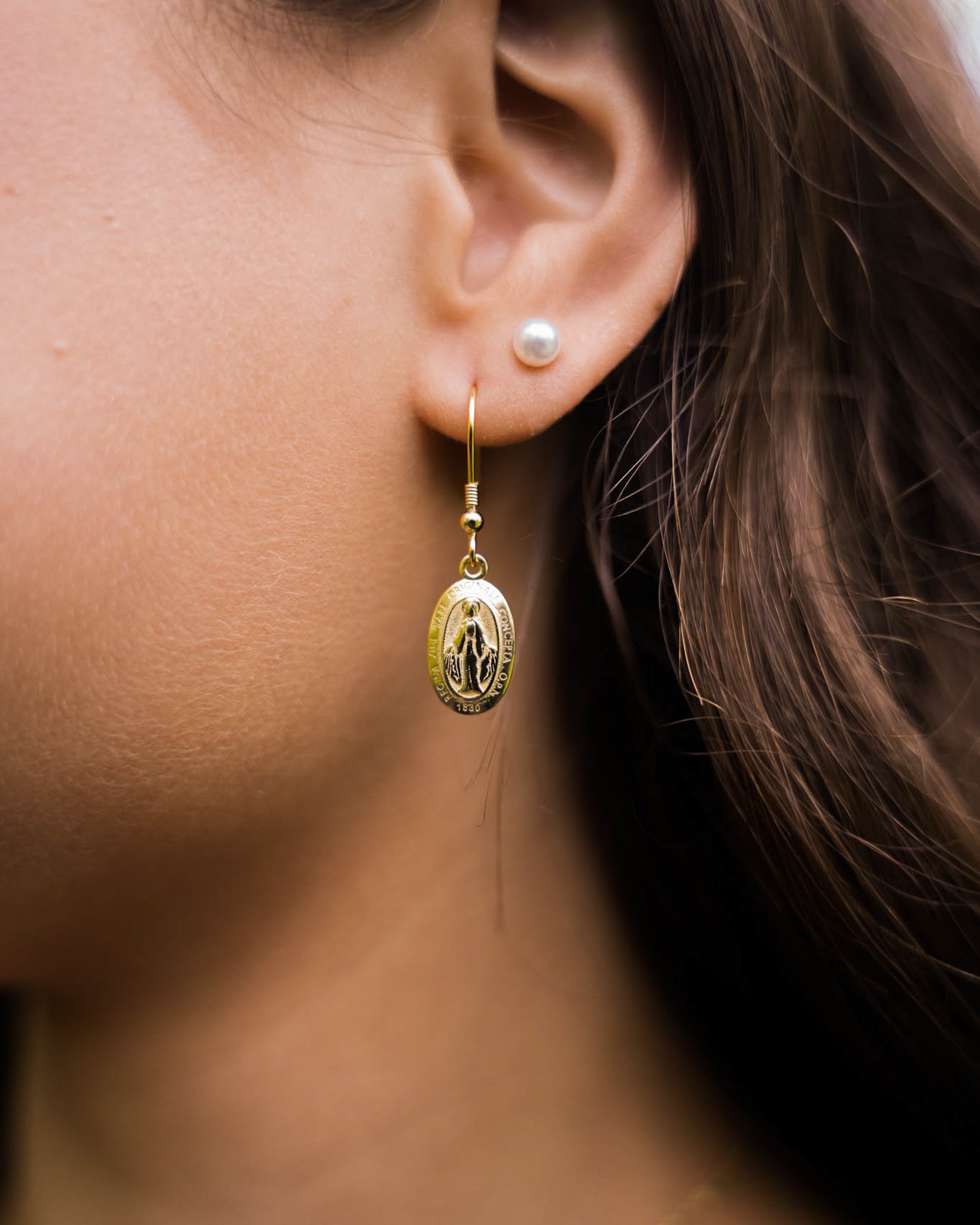 Miraculous Medal Earrings - Blessed Is She Jewelry