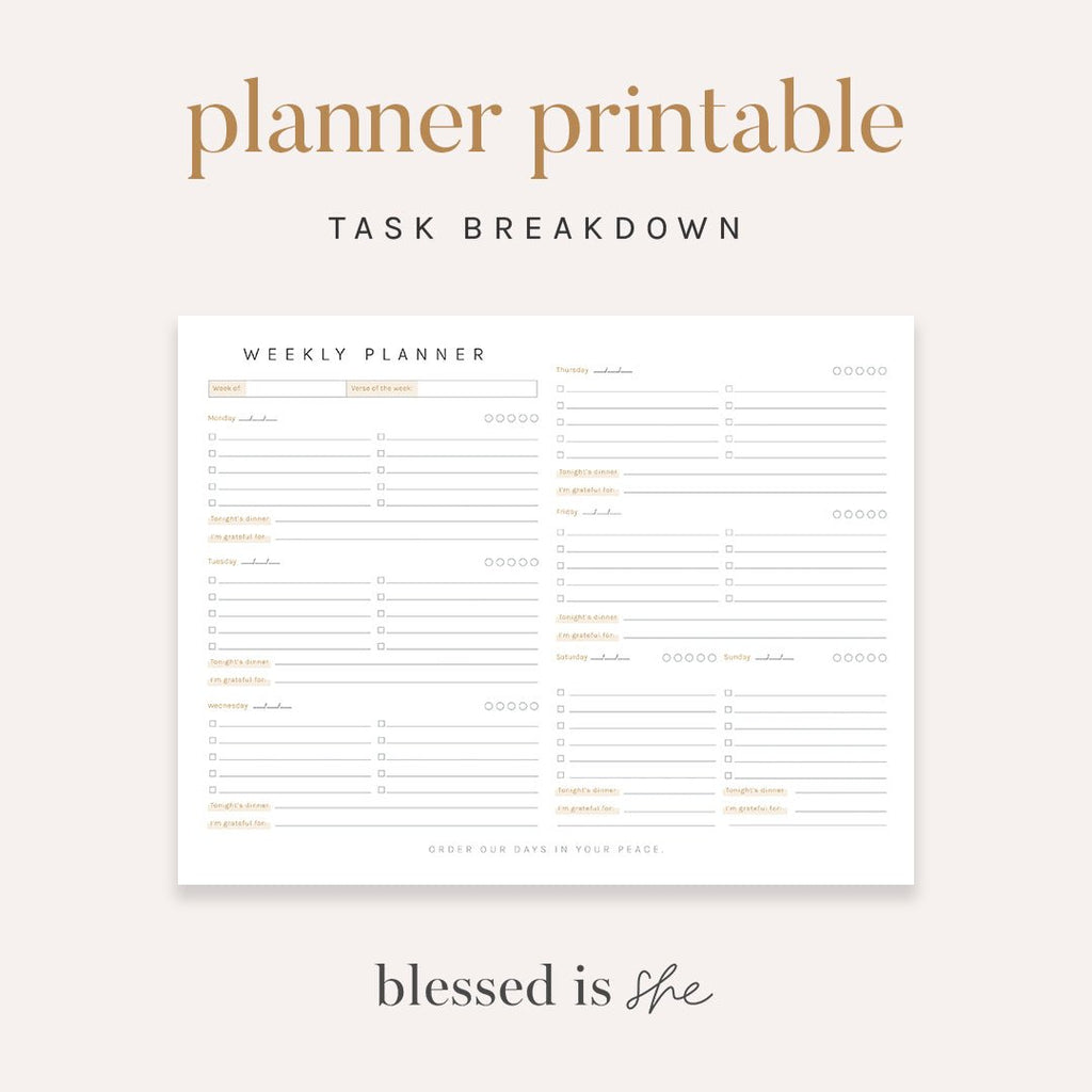 Planner Page Digital Download - Blessed Is She Digital Download