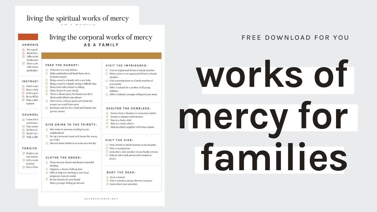 Corporal And Spiritual Works Of Mercy Worksheet